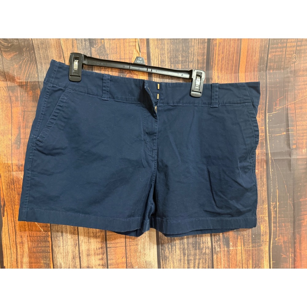 Vineyard Vines Navy Blue Chino Shorts Womens 16 Cotton Stretch Flat Front Whale